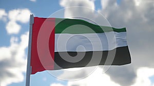 Flag of the United Arab Emirates waving in the wind. Seamless looping United Arab Emirates flag animation. UAE flag