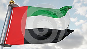 Flag of United Arab Emirates Waving in the wind, uae National flag wave, fabric texture, close-up