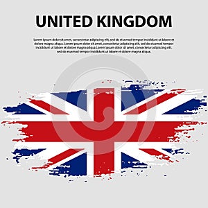 Flag of the United Kingdom of Great Britain and Northern Ireland, brush stroke background. Flag of United Kingdom.