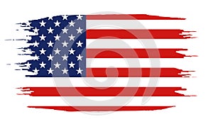 Flag of the United States of America, brush background. USA flag brush vector.
