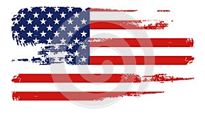 Flag of the United States of America, brush background. USA flag brush vector.