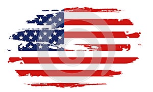 Flag of the United States of America, brush background. USA flag brush vector.