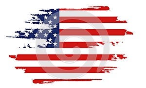 Flag of the United States of America, brush background. USA flag brush vector.