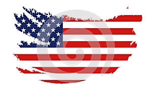 Flag of the United States of America, brush background. USA flag brush vector.