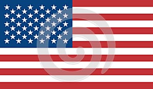 The flag of the United States of America is colored. Vector colorful flag of the US. Blue, red, white. Object isolated background.