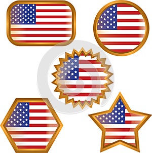 Flag of the United States Of America, set. Correct proportions. Raster illustration on white backgroun
