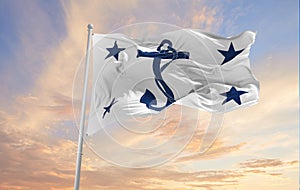 flag of United States Assistant Secretary Of The Navy waving in the wind. USA National defence. Copy space. 3d illustration