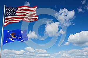 flag of United States Attorney General waving in the wind. USA National defence. Copy space. 3d illustration