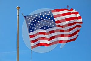 The flag of the United States is flying