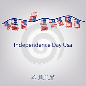 Flag of the United States with the inscription. Garland of flags. Independence Day USA. 4th of July. Vector illustration.