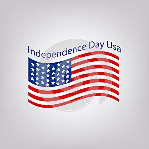 Flag of the United States with the inscription. Independence Day USA. 4th of July. Vector illustration.