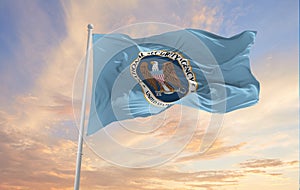 flag of United States National Security Agency, NSA waving in the wind. USA National defence. Copy space. 3d illustration