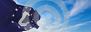 flag of United States Navy consular waving in the wind. USA National defence. Copy space. 3d illustration