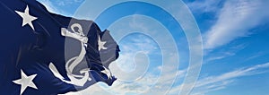 flag of United States Secretary of the Navy waving in the wind. USA National defence. Copy space. 3d illustration