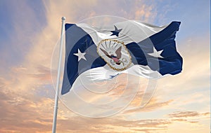 flag of United States Vice Chief of Naval Operations waving in the wind. USA National defence. Copy space. 3d illustration