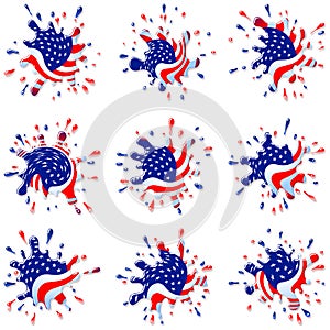 Flag US Blots Splashes Set