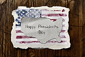 Flag of the US and text presidents day photo