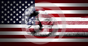 Flag Of USA Painted On A Fist