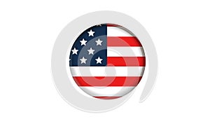Flag of USA round icon or badge. United States circle button. American national symbol