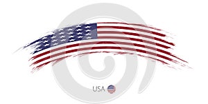 Flag of USA in rounded grunge brush stroke
