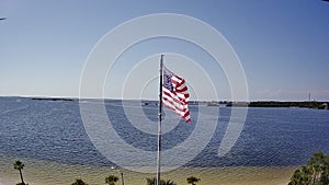 Flag USA Sunset Island Beach Florida