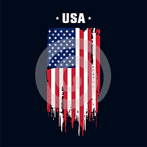 Flag of the USA, the United States of America. Vector illustration in grunge style