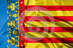 The Flag of The Valencian Community Rippled