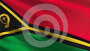 Flag of Vanuatu. 3D rendering illustration of waving sign symbol