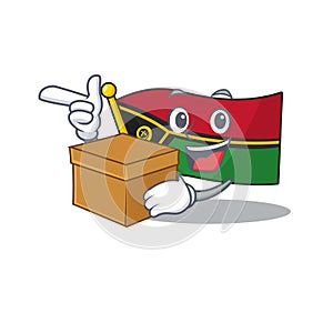 Flag vanuatu Scroll cartoon character bringing a box