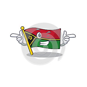 Flag vanuatu Scroll mascot cartoon design with Wink eye