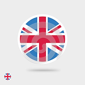 Flag vector icon of United Kingdom or Great Britain symbol round circle pictogram flat design isolated, Royal Union Jack