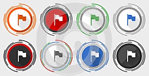 Flag vector icons, set of colorful web buttons in eps 10