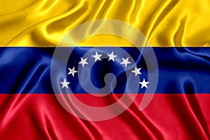 Flag of Venezuela silk close-up photo
