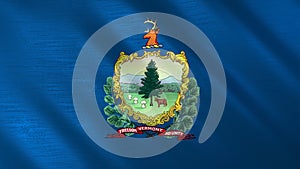The flag of Vermont. Shining silk flag of Vermont. High quality render. 3D illustration photo