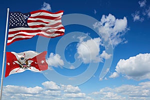 flag of Vice Chief of Staff of the United States Army waving in the wind. USA National defence. Copy space.