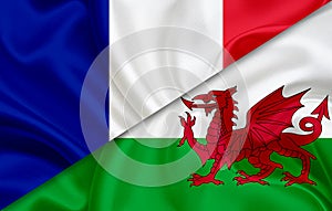 Flag of Wales and flag of France