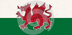 flag of Wales. National Welsh flag on fabric surface. Wales national flag