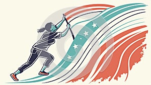 Flag wave runner: patriotic motion and dynamic run. #patrioticmotion #dynamicrun vector design Generative AI