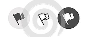 Flag waving icon simple pictogram logo vector set line outline stroke, pennant sign symbol graphic illustration black white shape