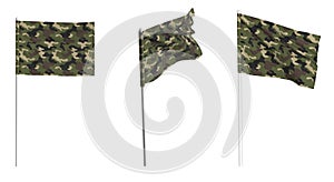 Flag waving in the wind on flagpole. Isolated flag