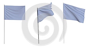 Flag waving in the wind on flagpole. Isolated flag