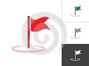 Flag Weaving GPS Map Pointer Isolated Vector Icon. Map Pin Concept Symbol on White Background