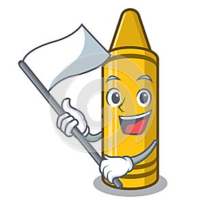 VWith flag yellow crayon isolated in the mascot photo