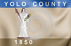 Flag of Yolo county California state, USA. 3D Illustration photo