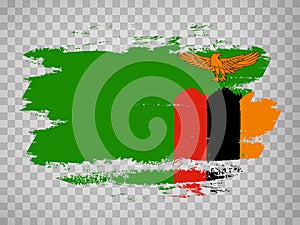 Flag of  Zambia brush stroke background.  Flag Zambia on transparent background for your design, app, UI.