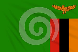 Flag Zambia swaying in wind, realistic vector