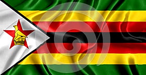 Flag of Zimbabwe silk close-up