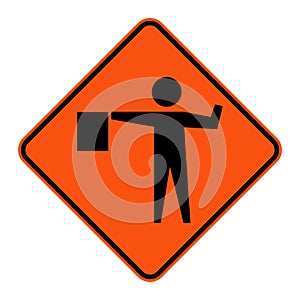 Flagger Ahead Sign