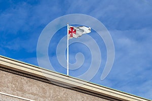 Flagpole on Freemasons` Hall in Copenhagen, Denmark