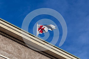 Flagpole on Freemasons` Hall in Copenhagen, Denmark